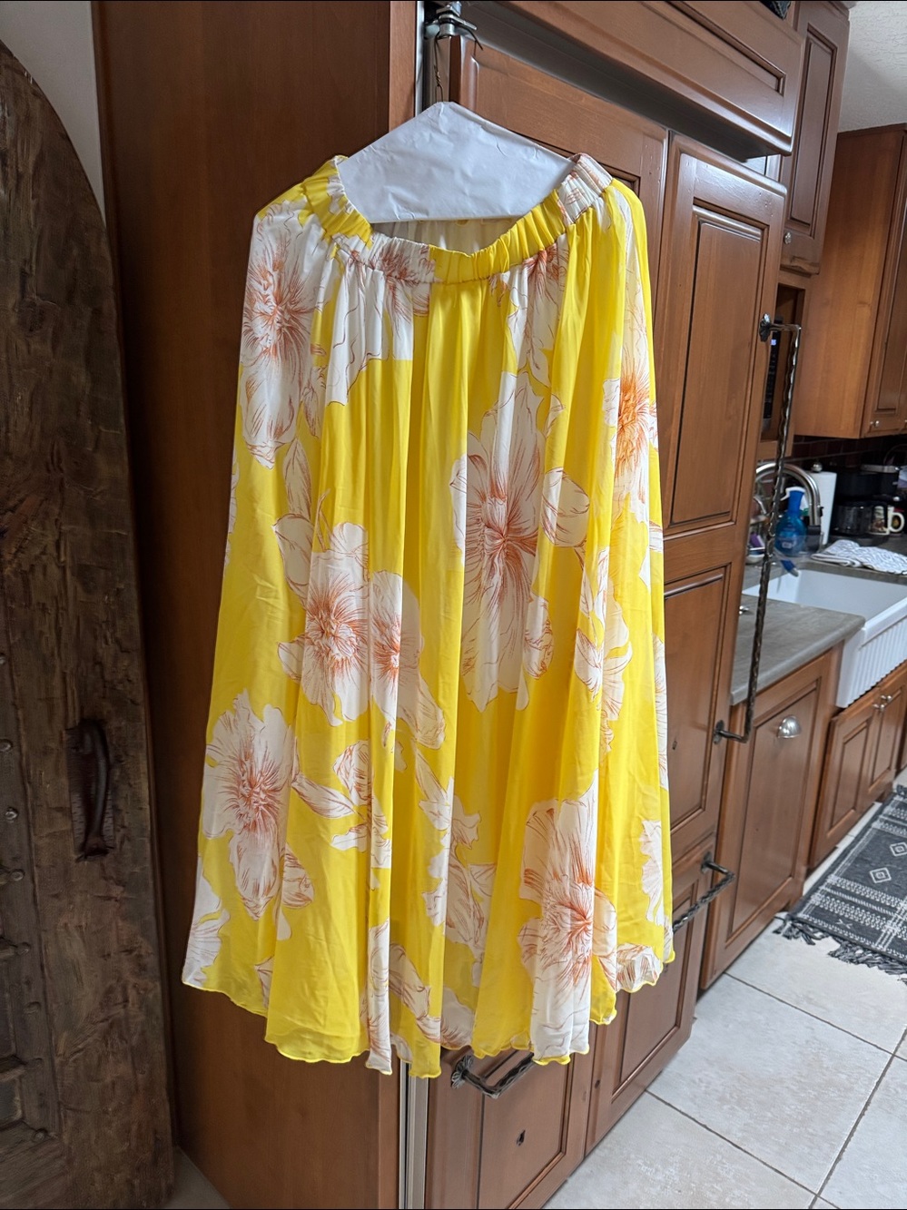 Chicwish Yellow Floral Maxi Skirt with White & Peach Blooms